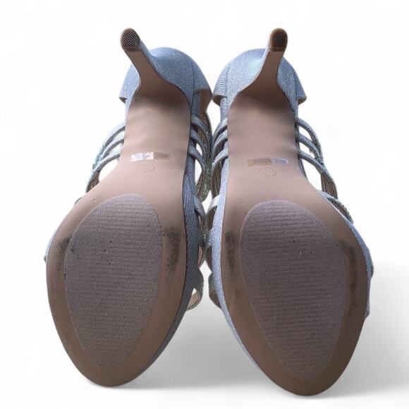 Silver Crystal Cage Stilettos with Heel Zipper-Windsor-Shay-Size 8 - Picture 7 of 10